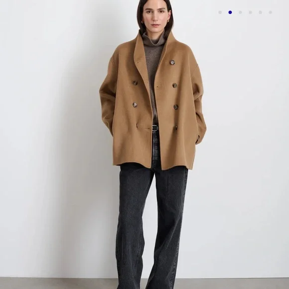 Alex Mill Camel Sophia Double-Breasted Wool Coat size M - Picture 2 of 7